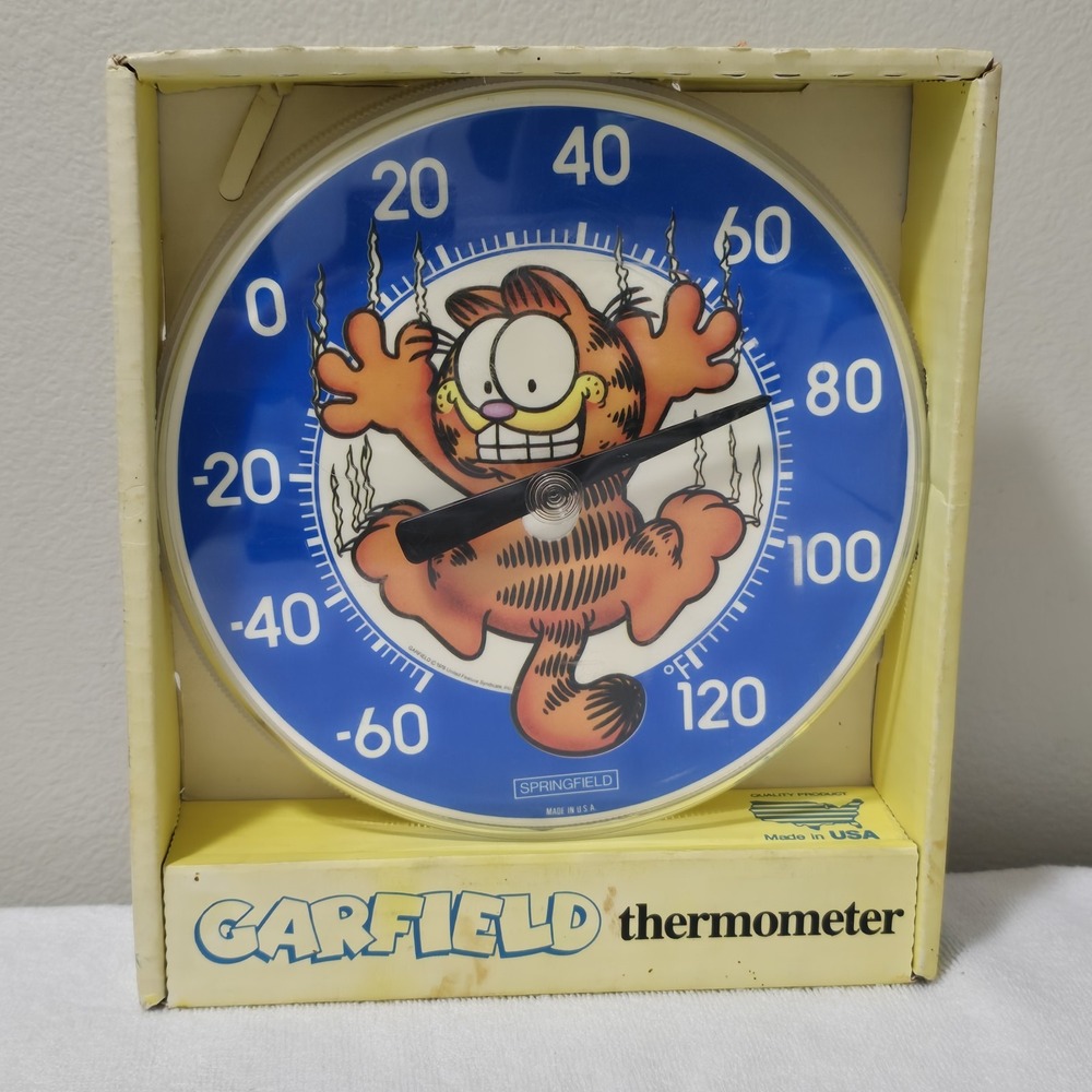 Vintage 1978 Garfield 8-Inch Wall Thermometer Springfield NOS USA Works